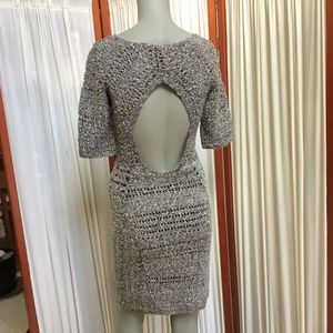 Rag & Bone Hart Knit Dress with Cutout Back Short Sleeves Gray Size L